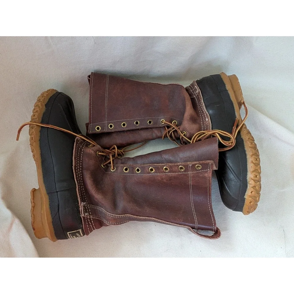 LL Bean Maine Hunting Shoe Insulated Duck Boots Brown Leather USA Size 6 N
